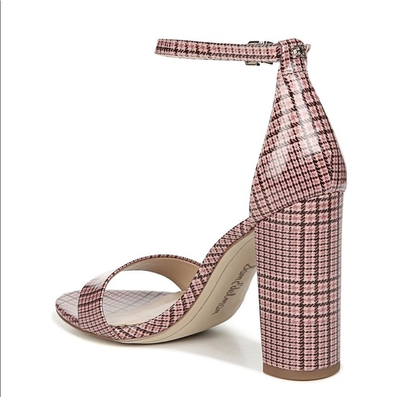 Sam Edelman | Yaro Plaid Ankle Strap Sandals Pink Plaid Size 7 NEW - Picture 11 of 11